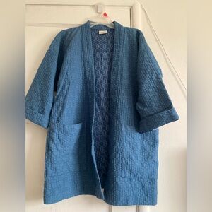 Luxurious Textured Blue Women's Jules coat in color Lake